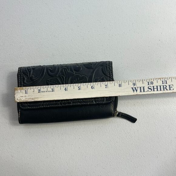 BOC Born Concept Wallet Clutch Womens Blue Tooled Leather Floral Multipockets - Picture 4 of 9